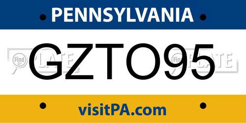 GZTO95 Pennsylvania License Plate