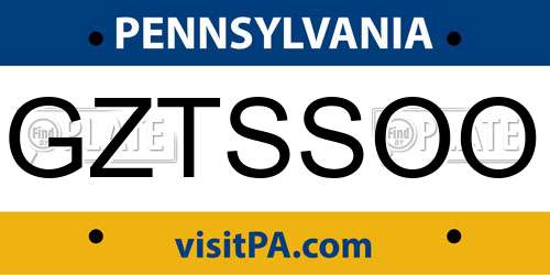 GZTSSOO Pennsylvania License Plate