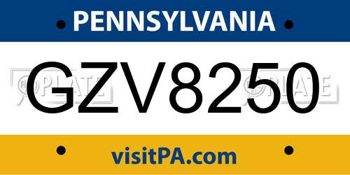 GZV8250 Pennsylvania License Plate