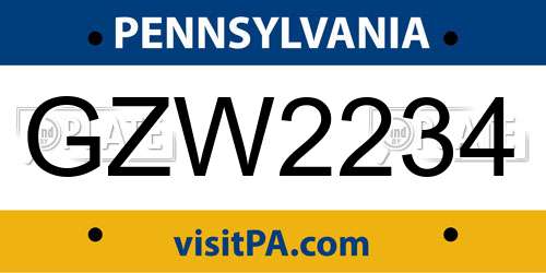 GZW2234 Pennsylvania License Plate