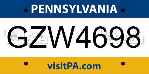 GZW4698 Pennsylvania License Plate