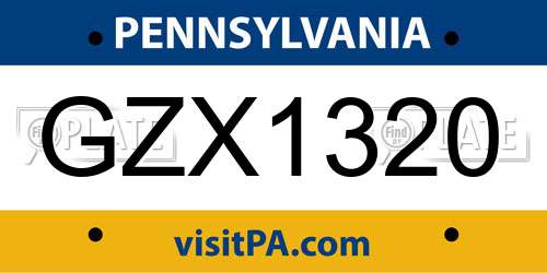 GZX1320 Pennsylvania License Plate