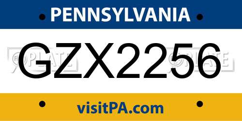 GZX2256 Pennsylvania License Plate