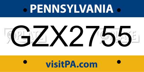 GZX2755 Pennsylvania License Plate