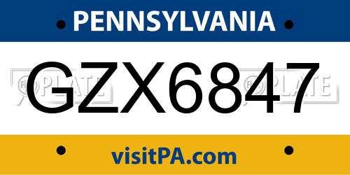 GZX6847 Pennsylvania License Plate