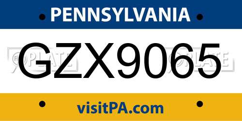 GZX9065 Pennsylvania License Plate