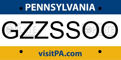 GZZSSOO Pennsylvania License Plate