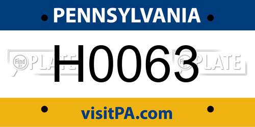 H0063 Pennsylvania License Plate