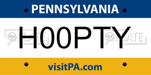 H00PTY Pennsylvania License Plate
