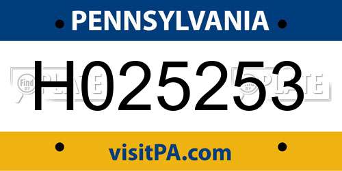 H025253 Pennsylvania License Plate