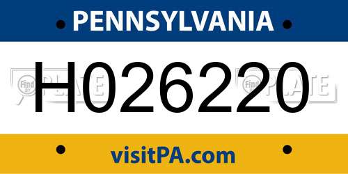H026220 Pennsylvania License Plate