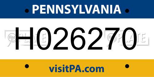 H026270 Pennsylvania License Plate