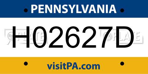 H02627D Pennsylvania License Plate