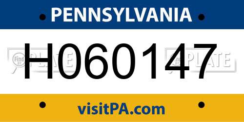 H060147 Pennsylvania License Plate