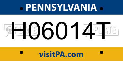 H06014T Pennsylvania License Plate