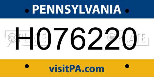 H076220 Pennsylvania License Plate