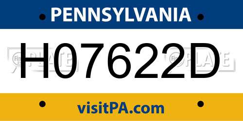 H07622D Pennsylvania License Plate
