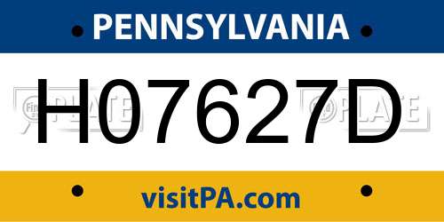 H07627D Pennsylvania License Plate