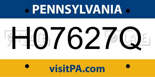 H07627Q Pennsylvania License Plate