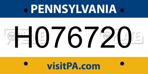 H076720 Pennsylvania License Plate