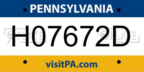H07672D Pennsylvania License Plate