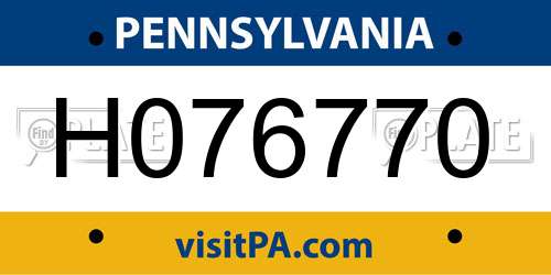 H076770 Pennsylvania License Plate