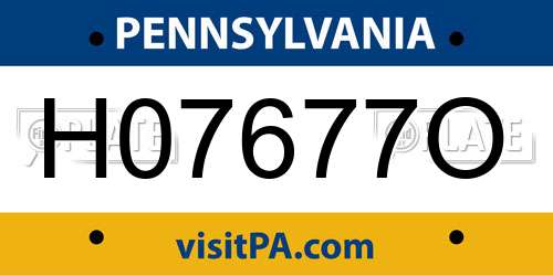 H07677O Pennsylvania License Plate