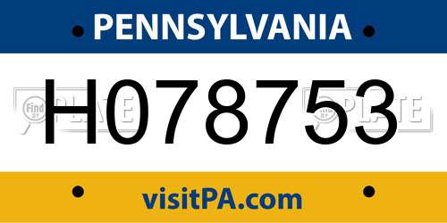 H078753 Pennsylvania License Plate