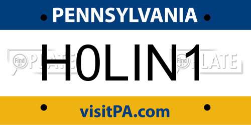 H0LIN1 Pennsylvania License Plate