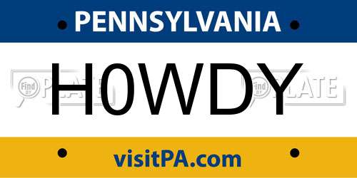H0WDY Pennsylvania License Plate