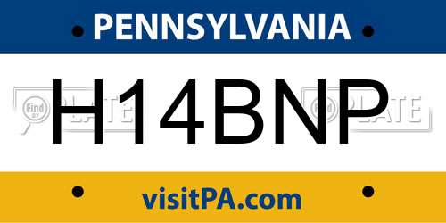 H14BNP Pennsylvania License Plate