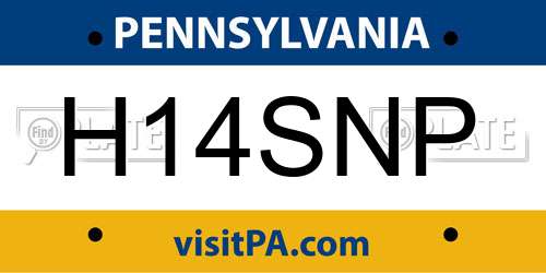 H14SNP Pennsylvania License Plate