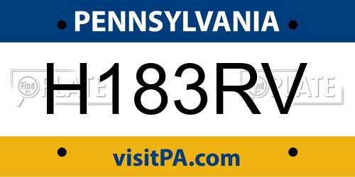 H183RV Pennsylvania License Plate