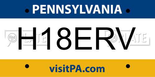 H18ERV Pennsylvania License Plate