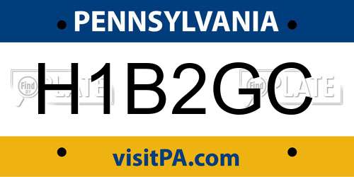 H1B2GC Pennsylvania License Plate
