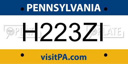 H223ZI Pennsylvania License Plate