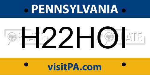 H22HOI Pennsylvania License Plate