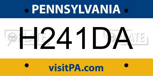 H241DA Pennsylvania License Plate