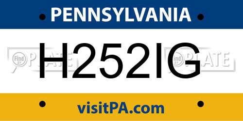H252IG Pennsylvania License Plate