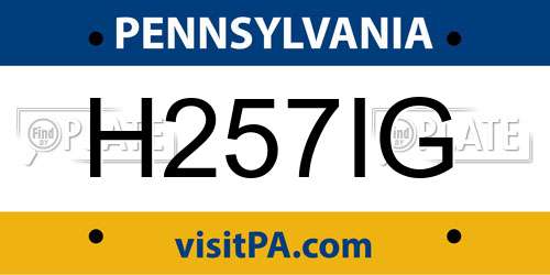 H257IG Pennsylvania License Plate