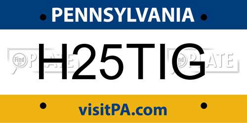 H25TIG Pennsylvania License Plate