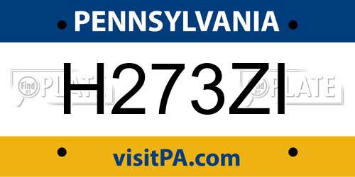 H273ZI Pennsylvania License Plate