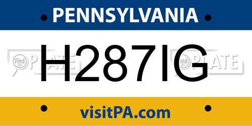 H287IG Pennsylvania License Plate