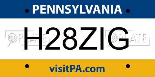 H28ZIG Pennsylvania License Plate