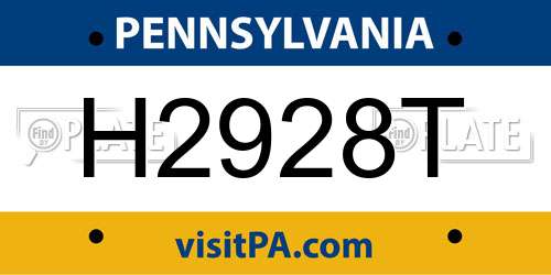 H2928T Pennsylvania License Plate