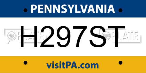 H297ST Pennsylvania License Plate