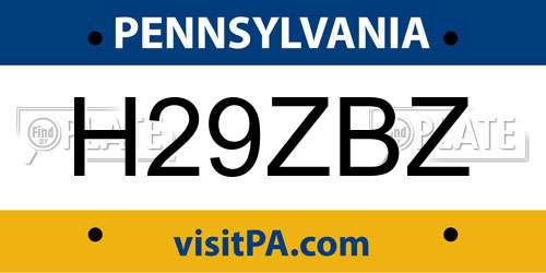 H29ZBZ Pennsylvania License Plate