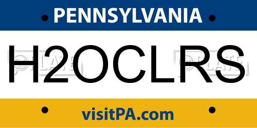 H2OCLRS Pennsylvania License Plate