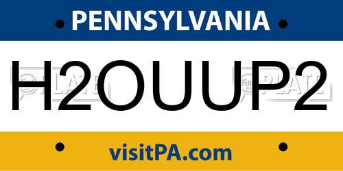 H2OUUP2 Pennsylvania License Plate