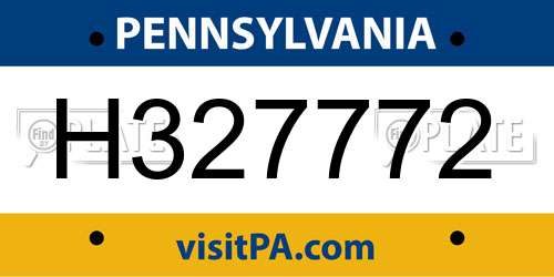 H327772 Pennsylvania License Plate